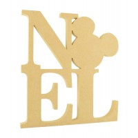 18mm Freestanding MDF 'NOEL' Stacked Joined Word with a Mouse Head Shape - Size Options